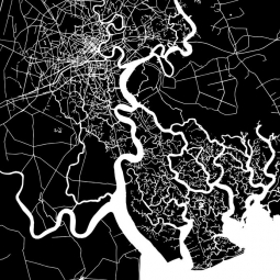  Magnetic map of Ho Chi Minh, illustrated, black and white