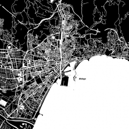  Magnetic map of Malaga, illustrated, black and white