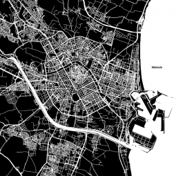  Magnetic map of Valencia, illustrated, black and white
