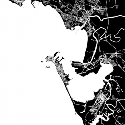  Magnetic map of Cadiz, illustrated, black and white