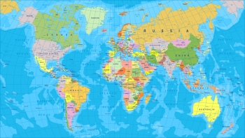  Magnetic map of world, political, colored