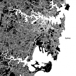  Magnetic map of Sydney, illustrated, black and white