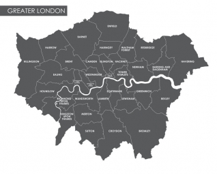  Magnetic map of London, illustrated, grey