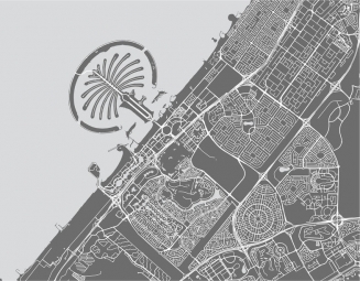  Magnetic map of Dubai, illustrated, white-gray