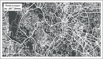  Magnetic map of Kuala Lumpur, illustrated, black and white