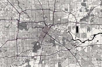  Magnetic map of Houston, illustrated, black and white