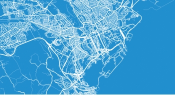  Magnetic map of Cardiff (Wales), illustrated, blue