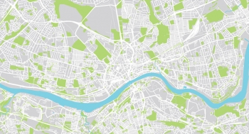  Magnetic map of Newcastle, illustrated, colored