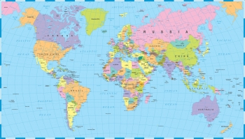  Magnetic map of world, political, colored