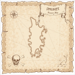  Magnetic map of Phuket, vintage, beige