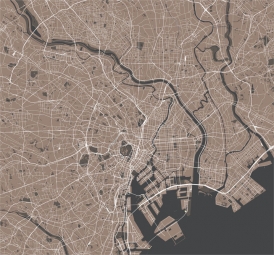  Magnetic map Tokyo, illustrated, beige