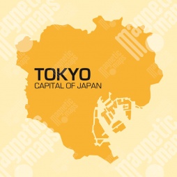  Magnetic map Tokyo, illustrated, Orange