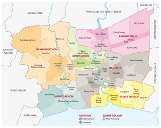  Magnetic map of Bangkok, administrative, colored