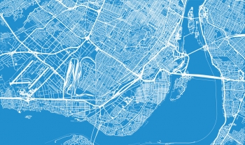  Magnetic map of Montreal, illustrated, blue