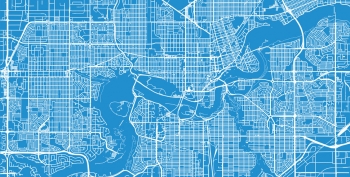  Magnetic map of Edmonton, illustrated, blue