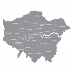  Magnetic map of London, illustrated, grey
