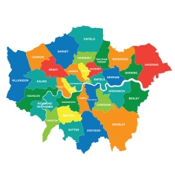  Magnetic map of London, illustrated, colored