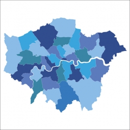  Magnetic map of London, illustrated, blue