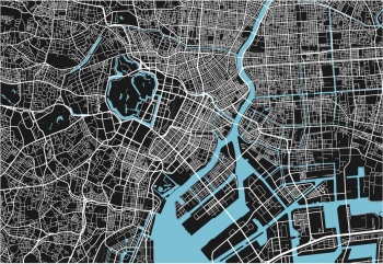  Magnetic map Tokyo, illustrated, black and white