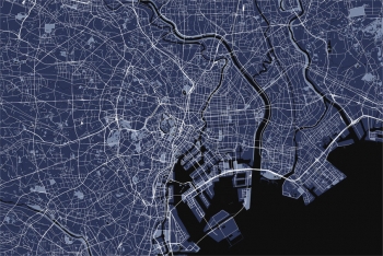  Magnetic map Tokyo, illustrated, white-blue