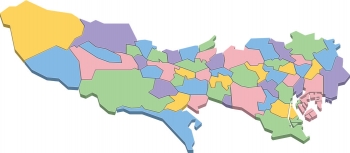  Magnetic map Tokyo, illustrated, colored