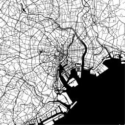  Magnetic map Tokyo, illustrated, black and white
