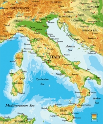  Magnetic map of Italy, geographic, colored