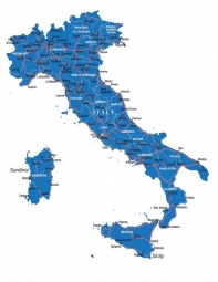  Magnetic map of Italy, administrative, blue