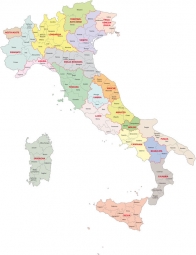  Magnetic map of Italy, administrative, colored