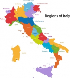  Magnetic map of Italy, illustrated, colored