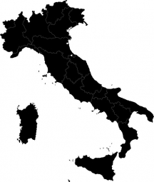  Magnetic map of Italy, illustrated, black