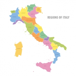  Magnetic map of Italy, illustrated, colored