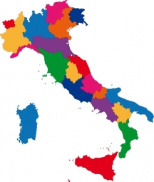  Magnetic map of Italy, illustrated, colored