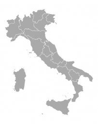 Magnetic map of Italy, illustrated, grey