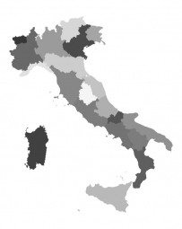  Magnetic map of Italy, illustrated, grey