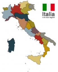  Magnetic map of Italy, illustrated, colored