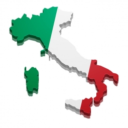  Magnetic map of Italy, illustrated, colored