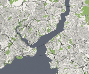  Magnetic map of Istanbul, illustrated, colored