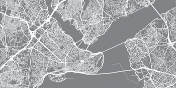  Magnetic map of Istanbul, illustrated, grey