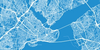  Magnetic map of Istanbul, illustrated, blue