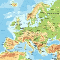  Magnetic map of Europe, geographic, colored