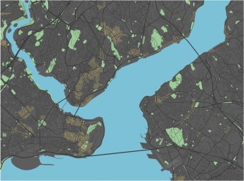  Magnetic map of Istanbul, illustrated, colored