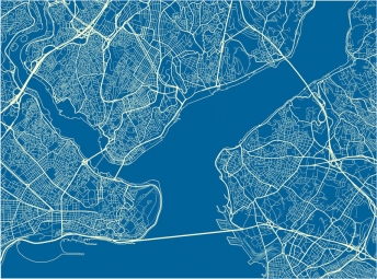  Magnetic map of Istanbul, illustrated, blue