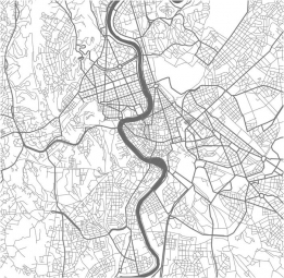  Magnetic map of Rome, illustrated, black and white