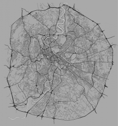  Magnetic map of Rome, illustrated, grey