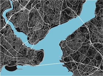  Magnetic map of Istanbul, illustrated, black-blue
