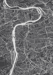  Magnetic map of Prague, illustrated, black and white