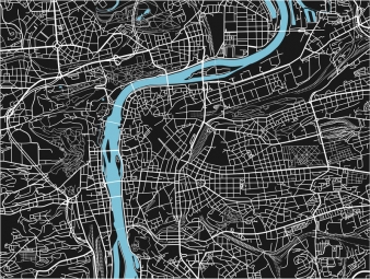  Magnetic map of Prague, illustrated, black-blue