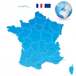  Magnetic map of France, illustrated, blue