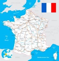  Magnetic map of France, detailed, colored